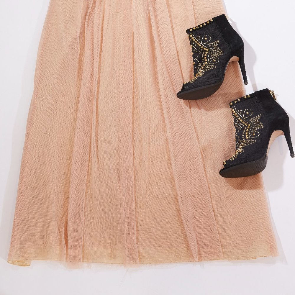 NWT Long Champagne Tulle skirt